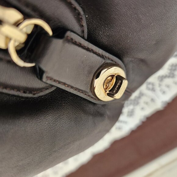 Euc Coach Edie Signature Jacquard Tan & Brown Shoulder Bag - Picture 7 of 14